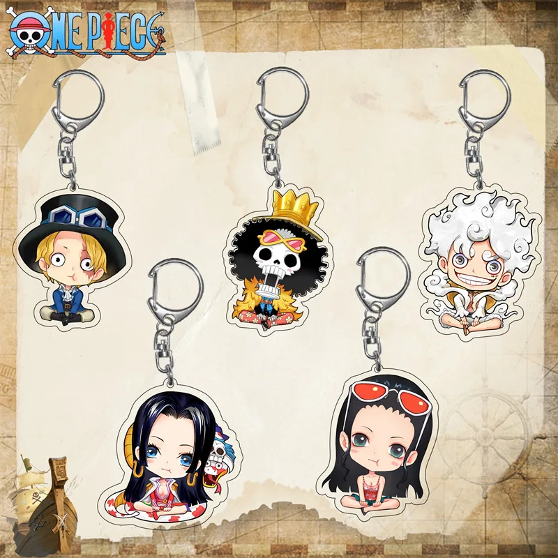 Acrylic Character Keychain for Monkey D. Luffy Boa Hancock Nico Robin Sabo Brook Anime Decoration Collection Lovely Gift