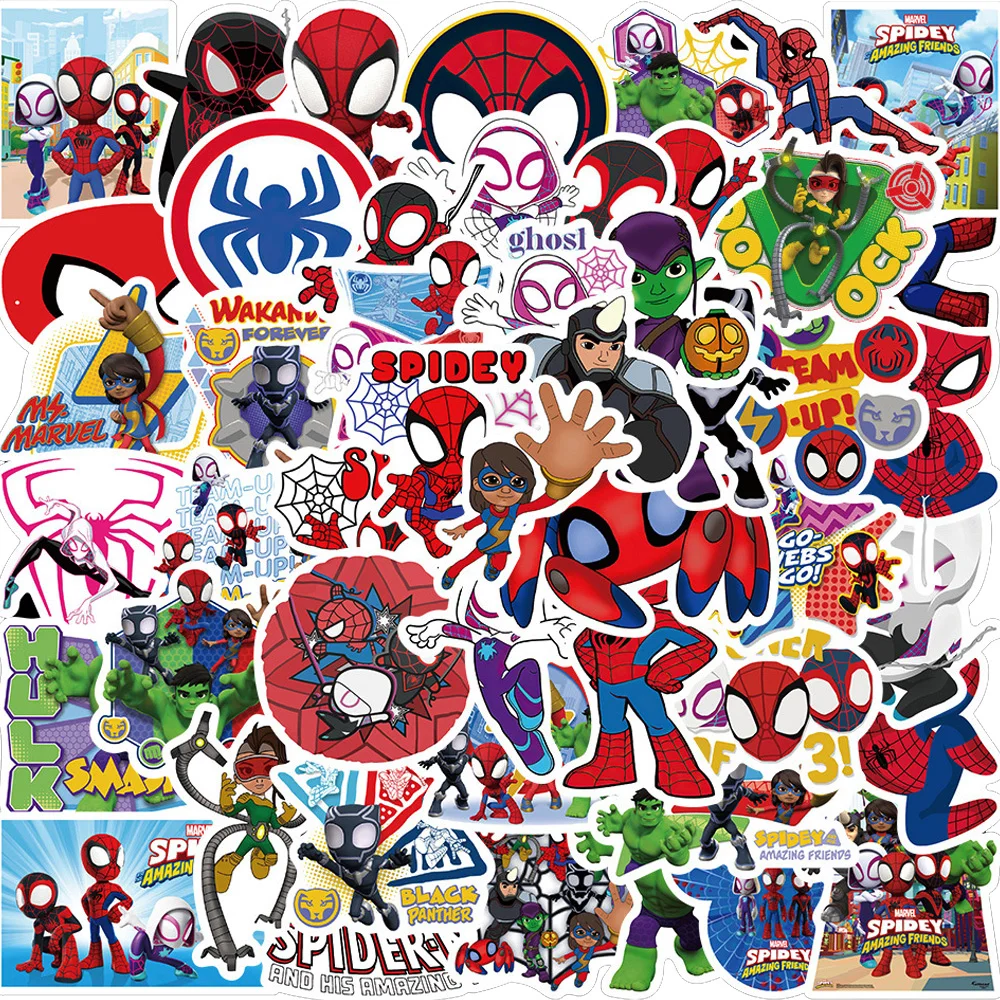 

10/30/50pcs Disney Spider-Man and His Amazing Friends Stickers Cute Cartoon Anime Decal DIY Phone Laptop Guitar Sticker Kids Toy