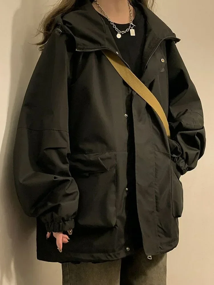 Techniczna odzież dla kobiet:评测 Y2K Women Techwaer Korean Streetwear Hooded Jacket