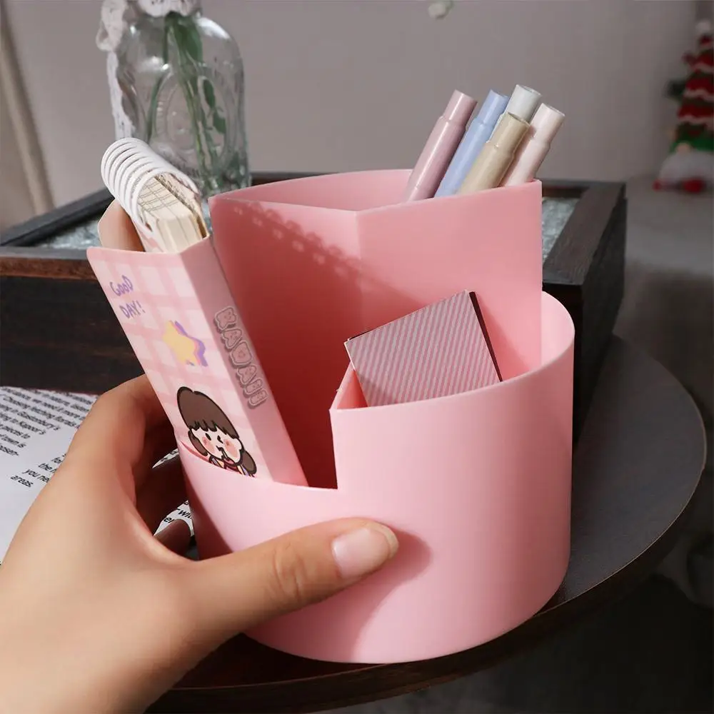 Stationery Organizer 360° Rotating Pen Holder Storage Box Dust-proof Pen Pencil Organizer Multifunctional Large-capacity