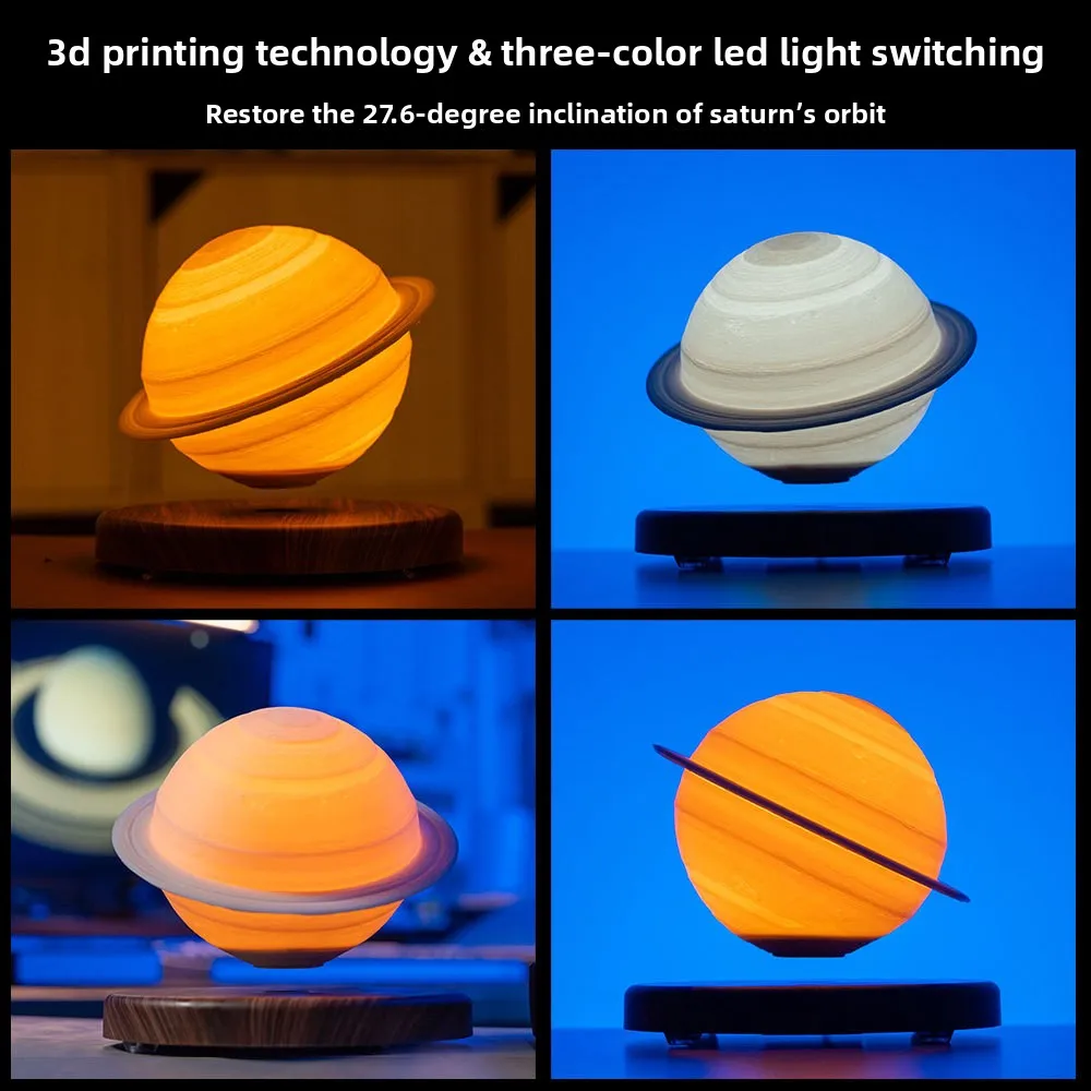 Maglev Moon Saturn Light Atmosphere 3D Printing Moon Maglev Saturn Smart Night Light view 2