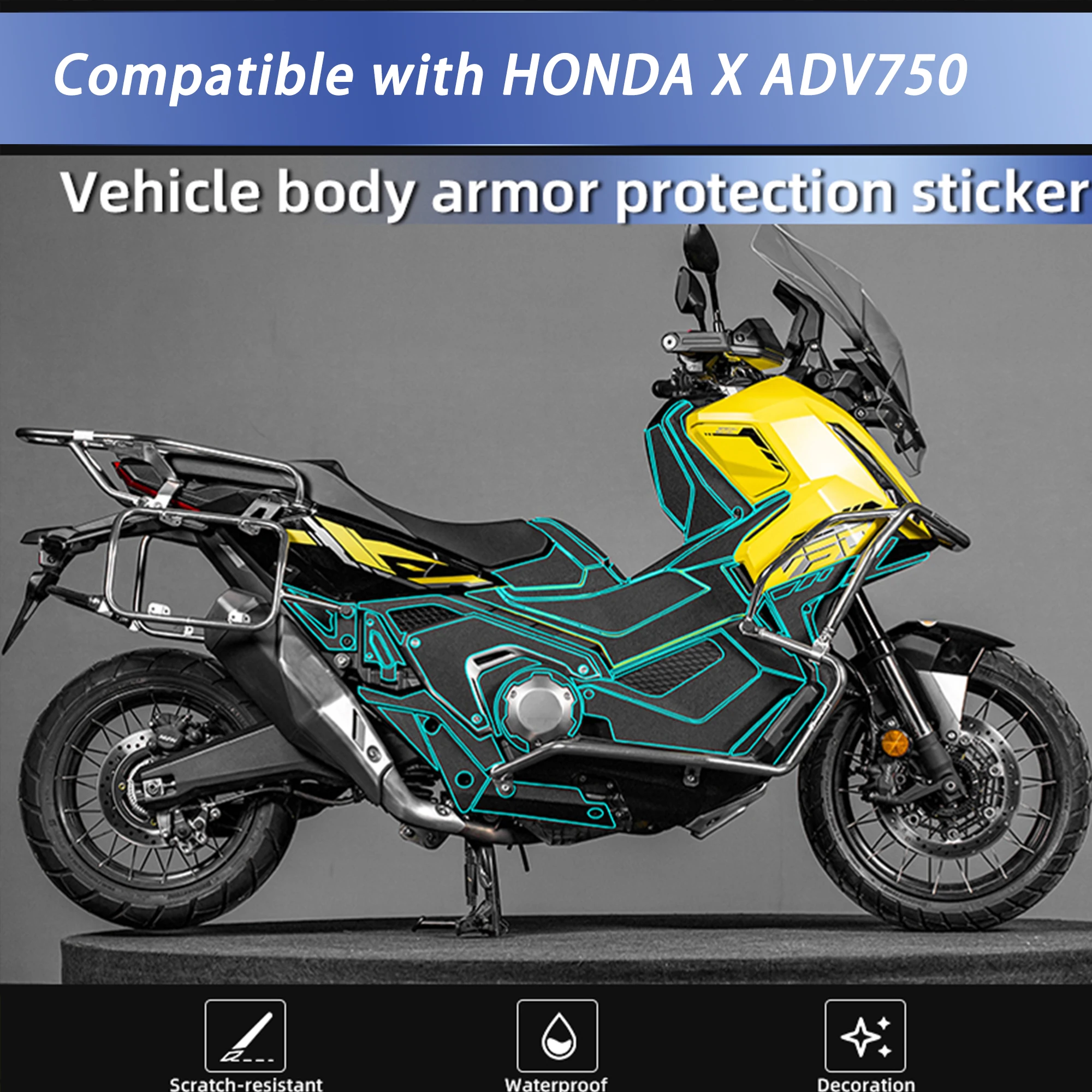 Thickened Armor Sticker Fuel Tank Protective Film Compatible with 2025 HONDA XADV750 Motorcycle Decor Decal