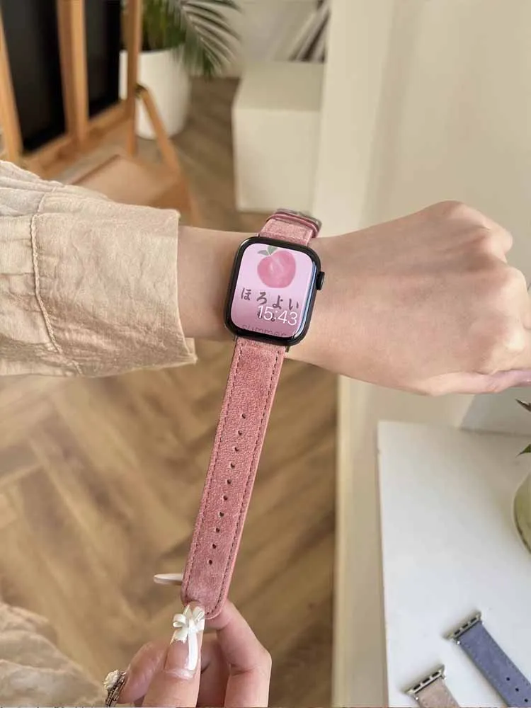 Luxury Leather Band For Apple Watch 38mm 40 41mm 42 45mm 46mm 49mm Soft Suede Bracelet Strap For iWatch Ultra 10 9 7 8 6 5 SE 4