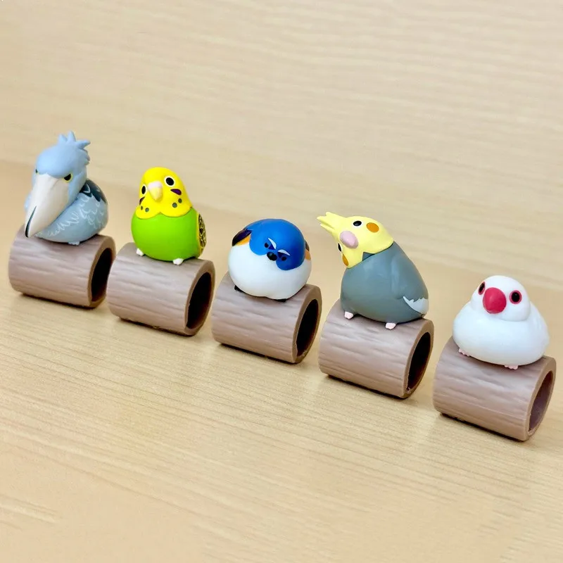 Modello in scala Gacha originale giapponese Mini The Bird on The Umbrella maniglia White Java Sparrow Shoebill Action Figure Toys