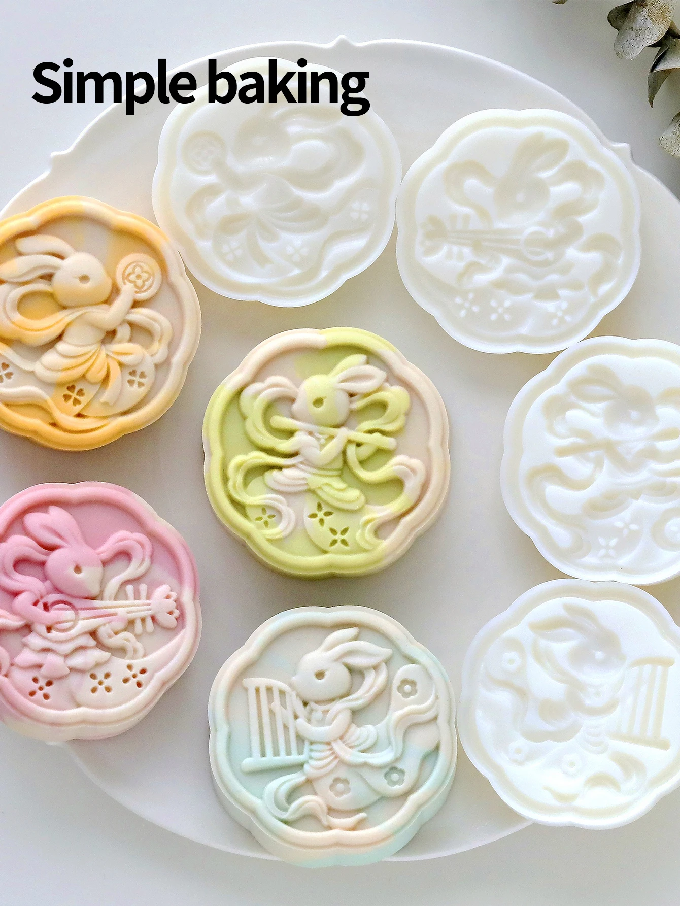 Chinese Style Mooncake Mold with Dunhuang Wall Painting Design ABS Hand Press Biscuit Cutter Kitchen Baking Tool Maamoul Mold