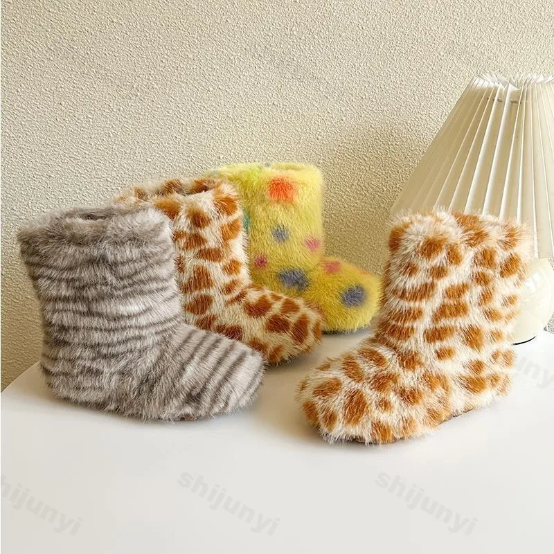 

Baby Fluffy Warm Plush Boot 2025 Autumn Winter Round Toe Slip-on Children Cotton Shoe Girl Toddler Fashion Anti Slip Ankle Boots
