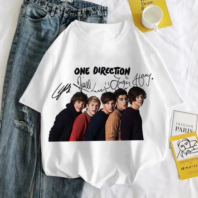 New British Band ONE DIRECTION Cartoon Print Fashion Street Hip Hop Retro Rock T-shirt Tops Adult Children Summer Cotton T-shirt