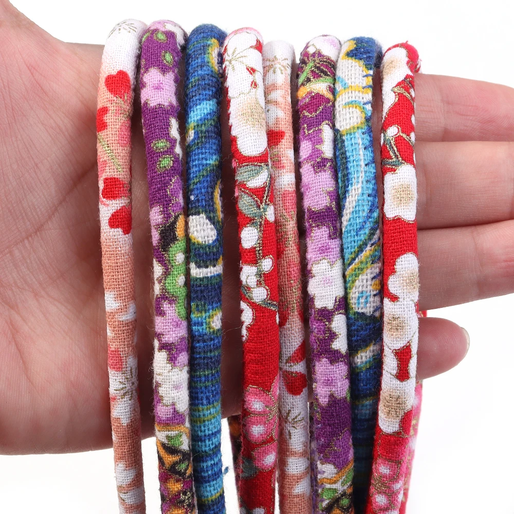 5 Yards 6 mm runde Baumwollschnüre, buntes festliches Ethno-Stil-Seil für Schmuckherstellung, DIY-Handwerk, Kleidung, Nähen, Armbandzubehör
