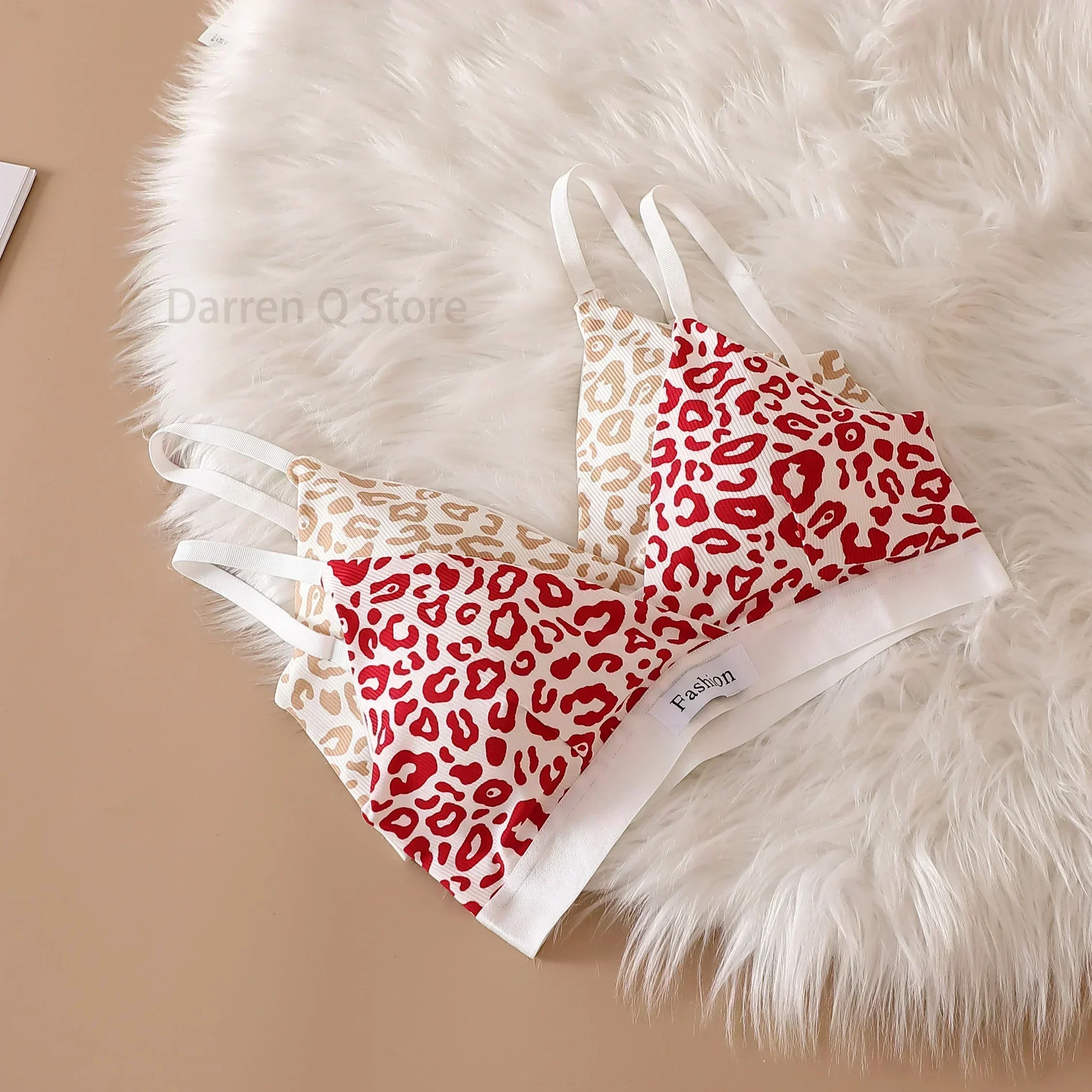 النساء سلس الصدرية مجموعة منخفضة الخصر سراويل ليوبارد Bralette مثير مجموعة الملابس الداخلية Vneck الرياضة حمالة الإناث ملابس داخلية قطنية مجموعة