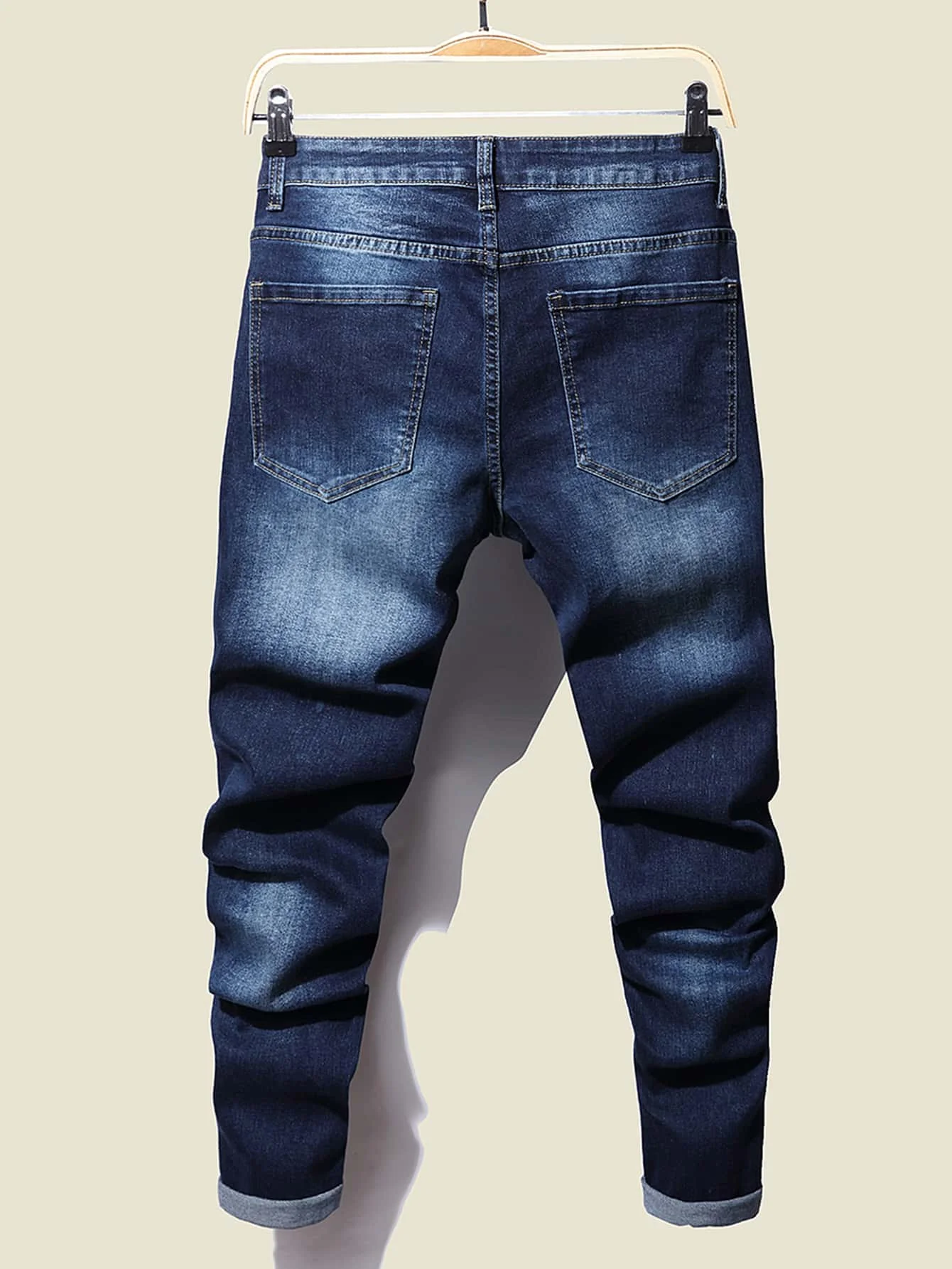 2022 neue männer Stretch Regular Fit Jeans Business Casual Klassische Mode Denim Männlichen Hose männer Dunkelblau Grau hosen