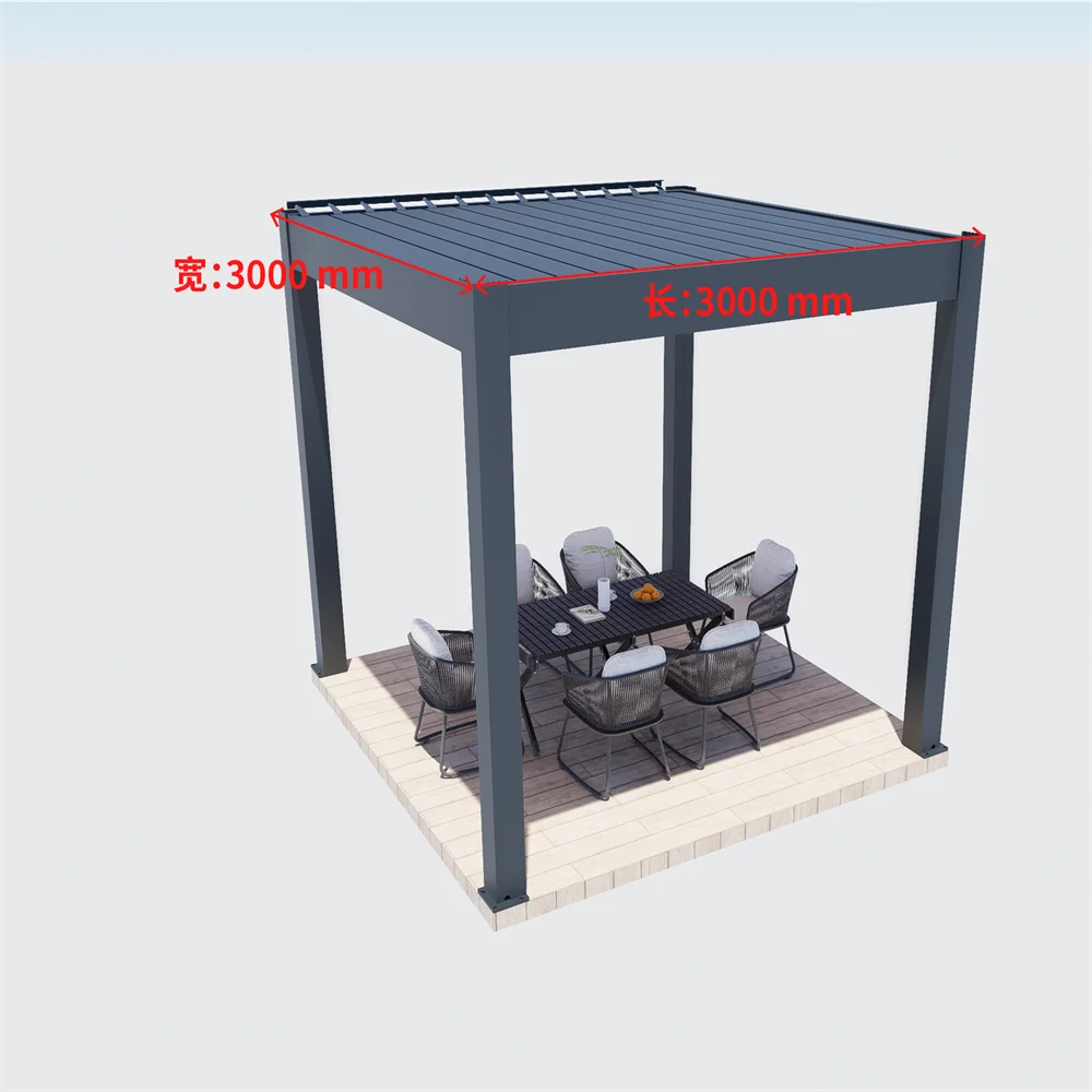 Bioclimatic Aluminum  Pergola 3x3m/10x10ft Automatic flip louvered roof with LED garden gazebo canopy carport