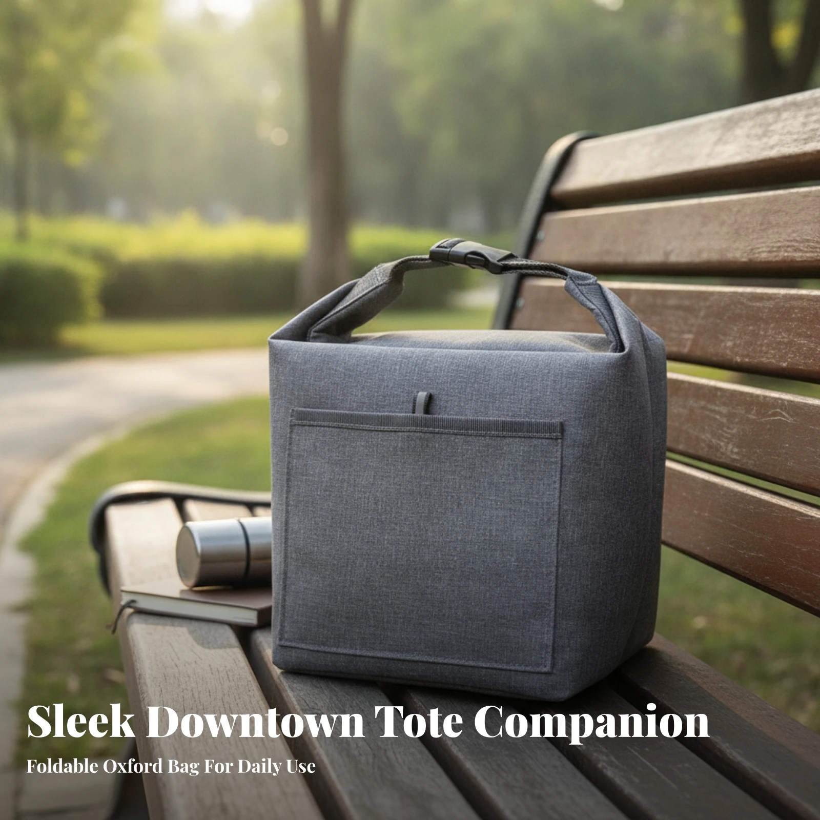 Square Insulated Lunch Bag Reinforced Stitched Insulated Lunch Bag with Front Pocket Portable Long-Lasting