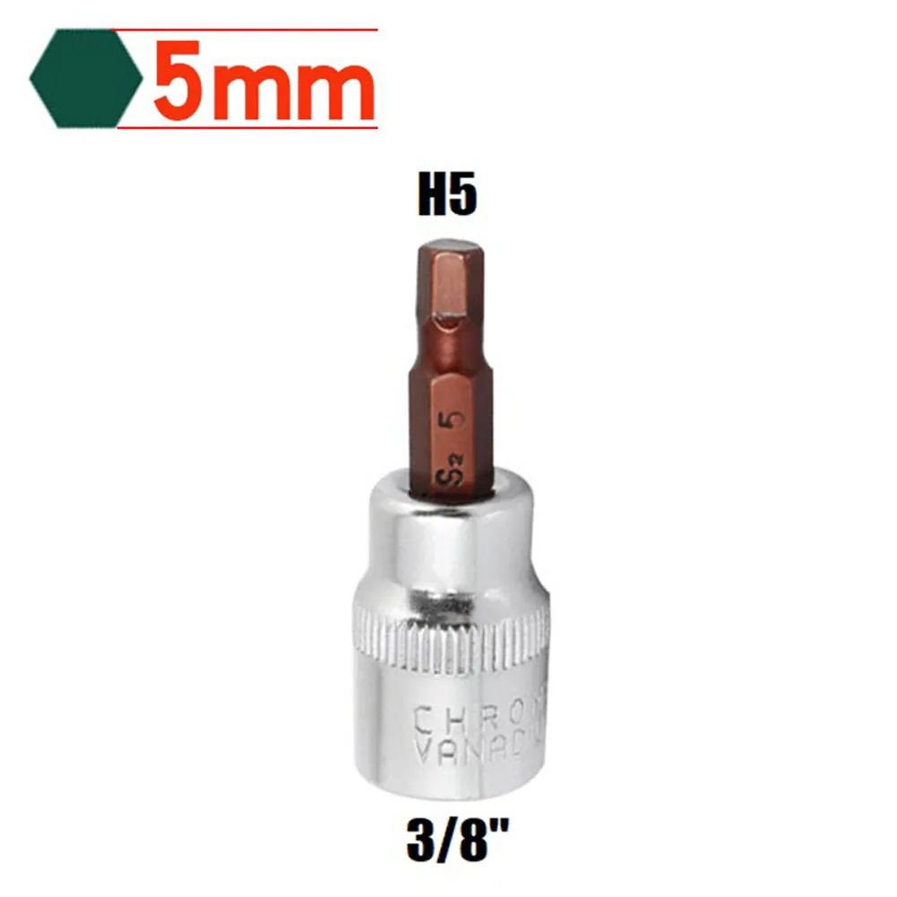 1 stücke 3/8 Platz Stick Steckschlüssel Hex Schraubendreher-bits H3 H4 H5 H6 H8 H10 Hexagon Ratsche Bit sockel Werkzeug Hand Werkzeuge – Detail 1