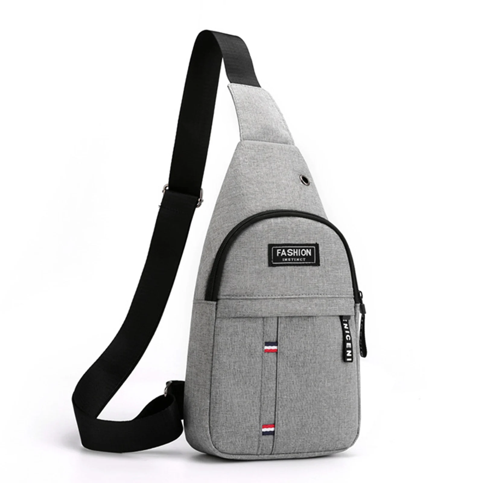 Male Crossbody Sling Backpack with Textural Nylon Adjustable Strap Bag for Mobile Phone Wallet