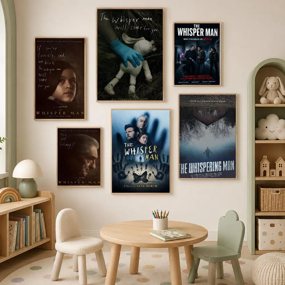 Book Crime Thriller Whisper Man Poster Self-Stick HD PP paper Wall Art  Waterproof Decor for Bedroom, Living Room，Gift