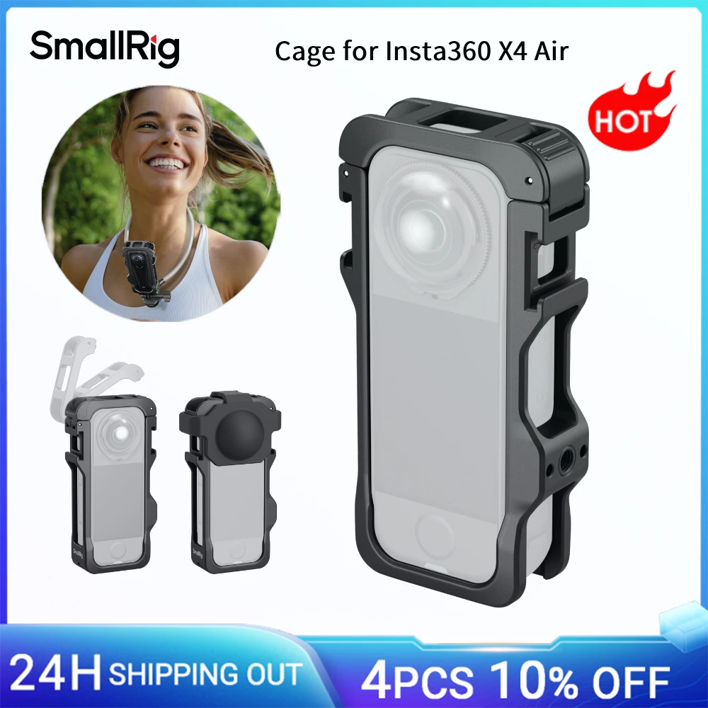 Image of SmallRig Kamera-Cage für Insta360 X4 Air, mit Silikon-Objektivabdeckung, mit Cold-Shoe-Halterung für Mikrofon und LED-Licht, mit 1/4"-20 Befestigungslöchern -5940