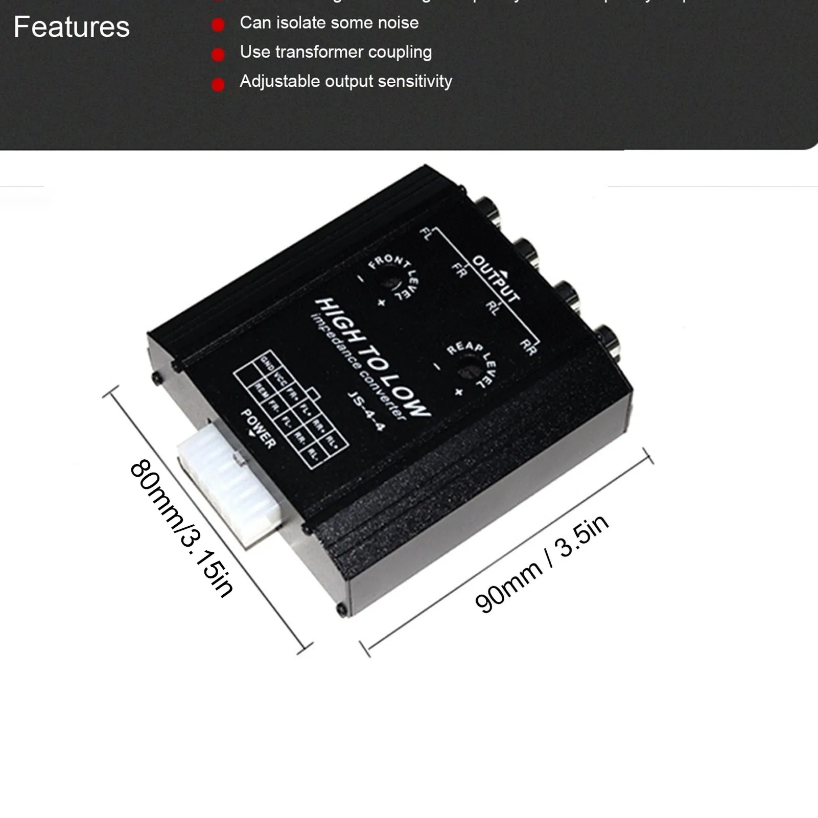 12V 4 Channel Audio Impedance Converter High To Low RCA Line Car Stereo Radio Speaker Frequency Filter