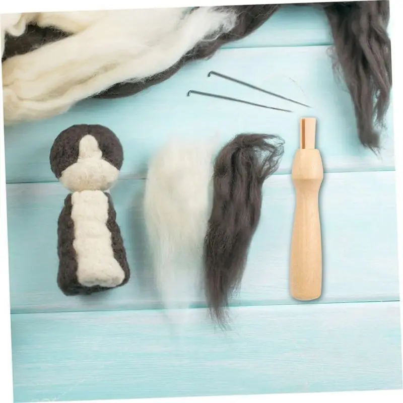 16Pcs Poking Fun Tool Felting Needles Handles Felting Handles Needle Felting Handle Kit Punch Hole Wood Component-B51B