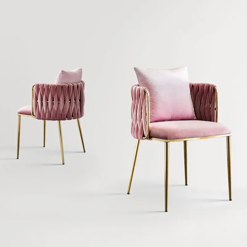 Light luxury gold Internet celebrity dining chair ins style restaurant cafe flannel soft bag chair, hotel negotiation armchair