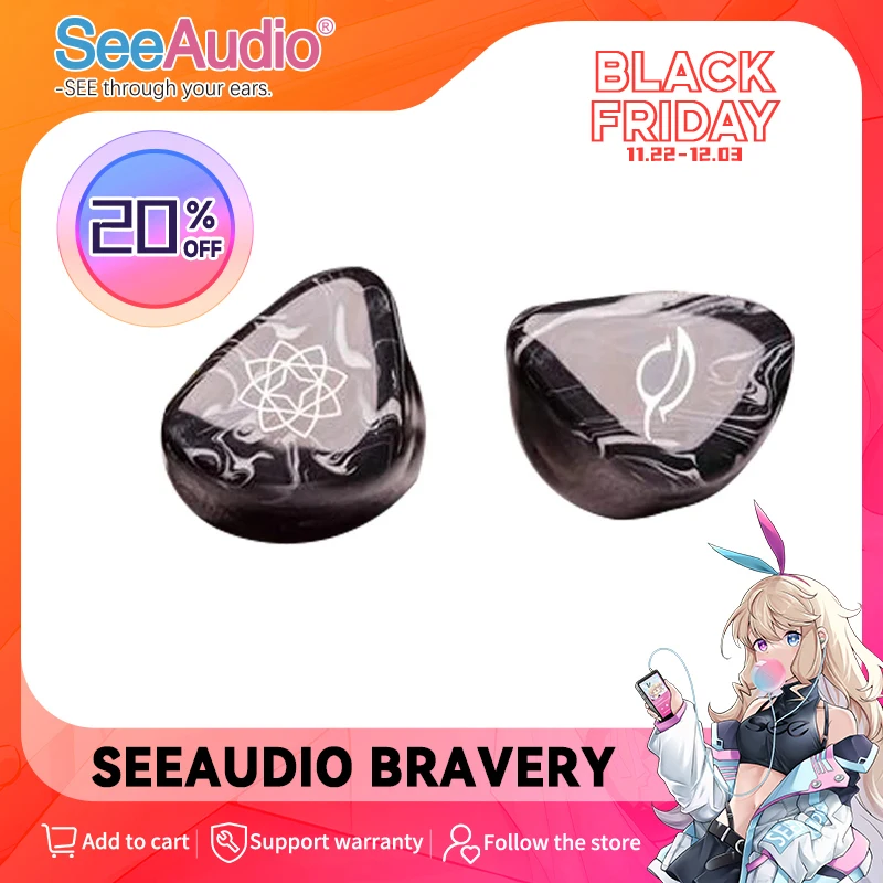 SeeAudio Bravery Hifi Earphones 4 Balanced Armature In-Ear Headphones IEM with 2 Pin 0.78mm Detachable Cable Headset