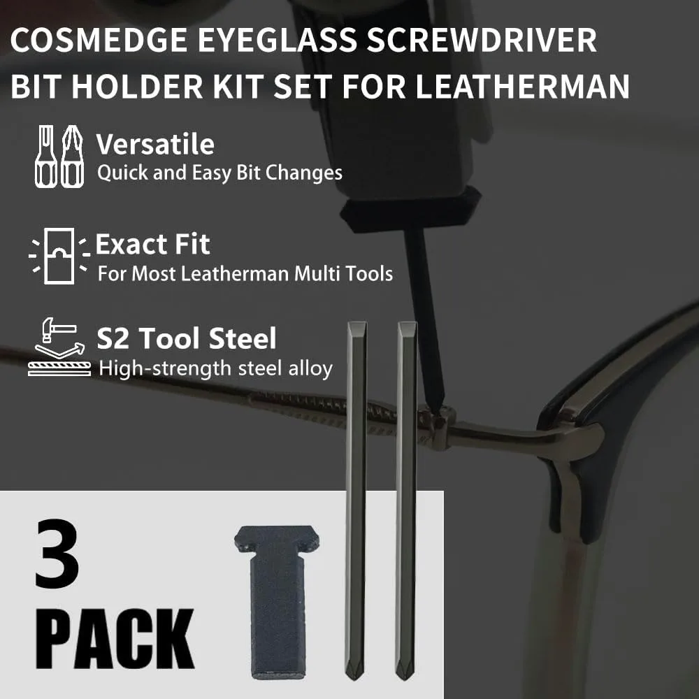 Eyeglass Screwdriver Bit Holder Kit Set for Leatherman, 2Pcs Flat Replacement Phillips Screwdriver Bits Set for Precision Repair