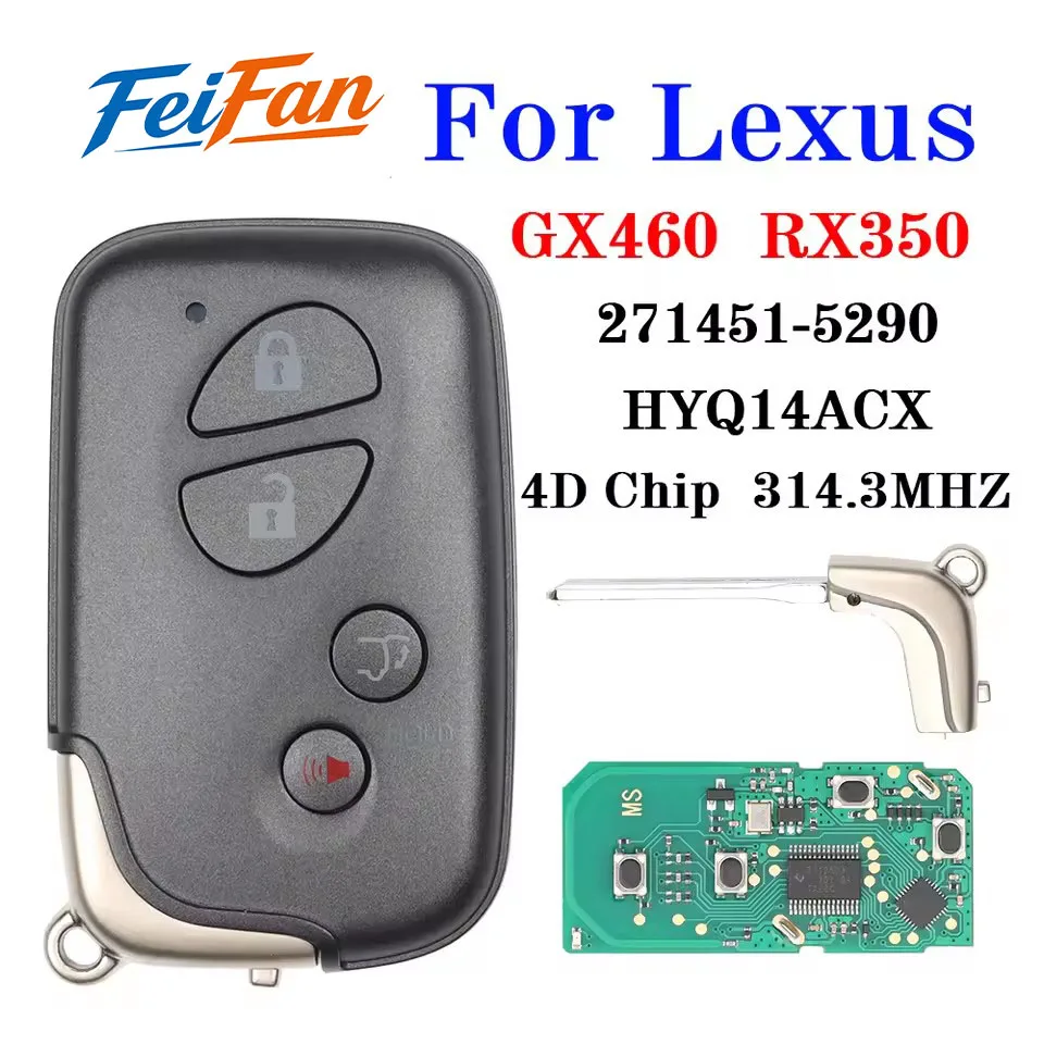 HYQ14ACX 271451-5290 G N E Board 314.35MHz Smart Remote Key Fob for Lexus GX460 RX350 Keyless Entry Remote Control Replacement