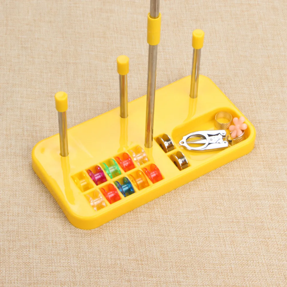 

Sewing Machine Universal Thread Stand Plastic 3 Spools Holder Household Thread Holder for Sewing Embroidery (Yellow)