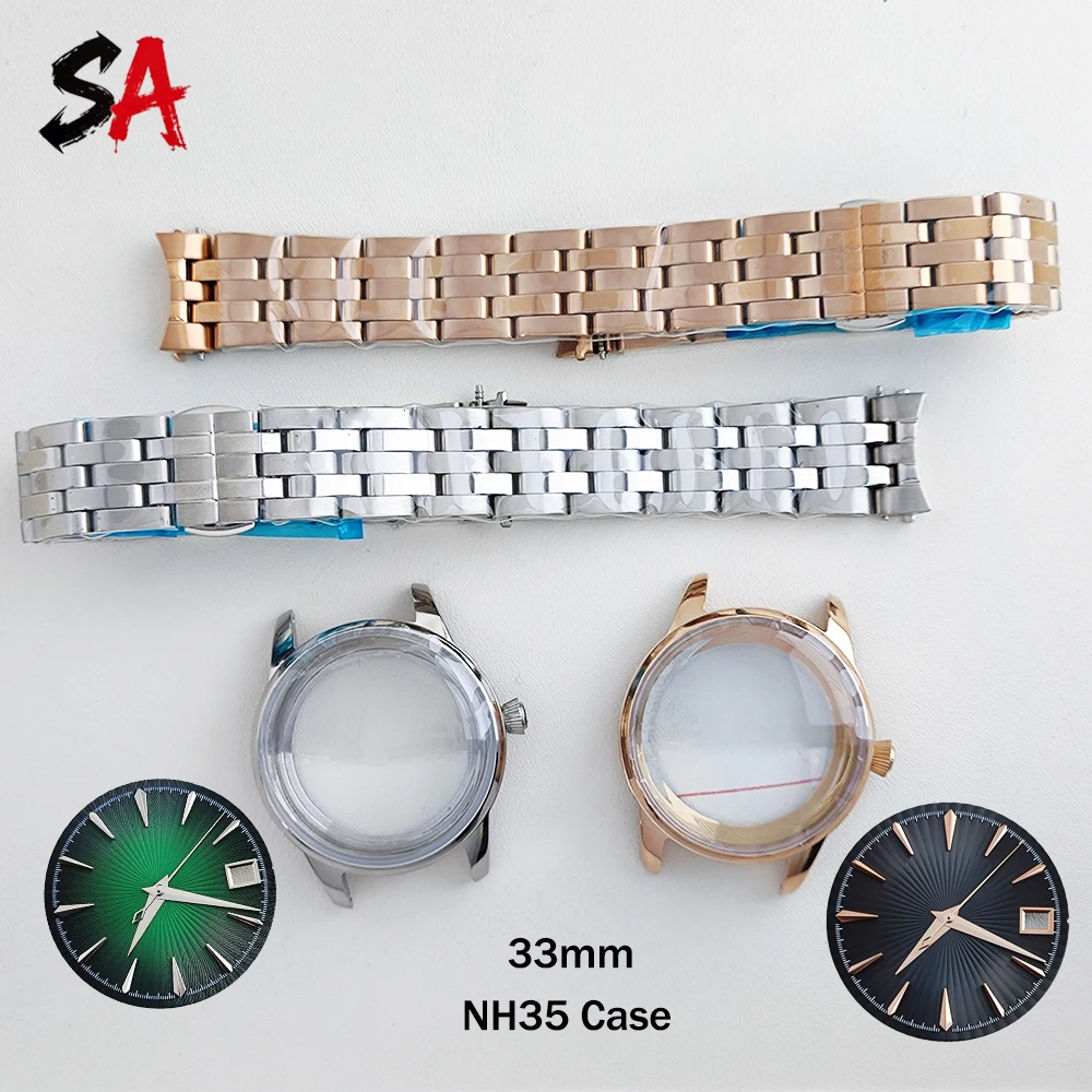 33mm Case NH35 Case Dial Women's Cocktail Diving Case Customized Logo Dial Suitable for NH35/NH36 Movement Watch Parts