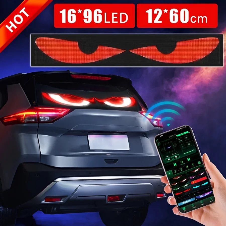 

Programmable Flexible LED Display Devil's Eye Car LED Matrix Pixel Panel With Remote Control APP Control Rolling DIY Ghost Light