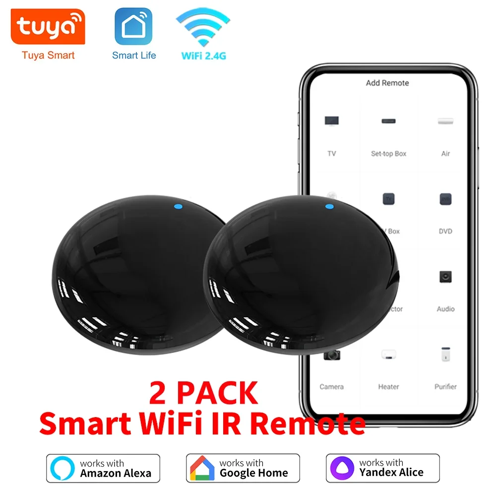 Tuya WiFi IR Remote 2PACK For Smart Home APP SmartLife Remote Control For TV AC Remote Works with Alexa Google Home Yandex Alice