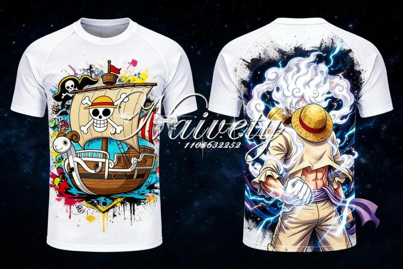 

2026 Summer One Piece Luffy Gear 5 Going Merry 3D Printed Retro Quick Dry Sports Short Sleeve Oversized Tee for Adult Kids Y2k