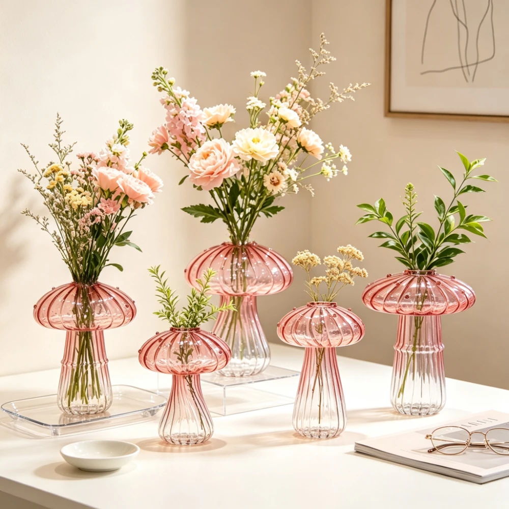 クリエイティブなデザインのきのこ型ガラス花瓶。透明で、水耕栽 - Propagation Station Vase のレビューと価格