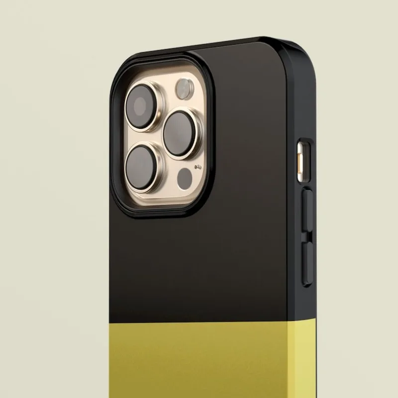 Bicoloured Yellow Black Case For IPHONE 16ProMax 15 14 13 12 11 PRO Plus Acrylic TPU Two in one Magnetic Phone Cases