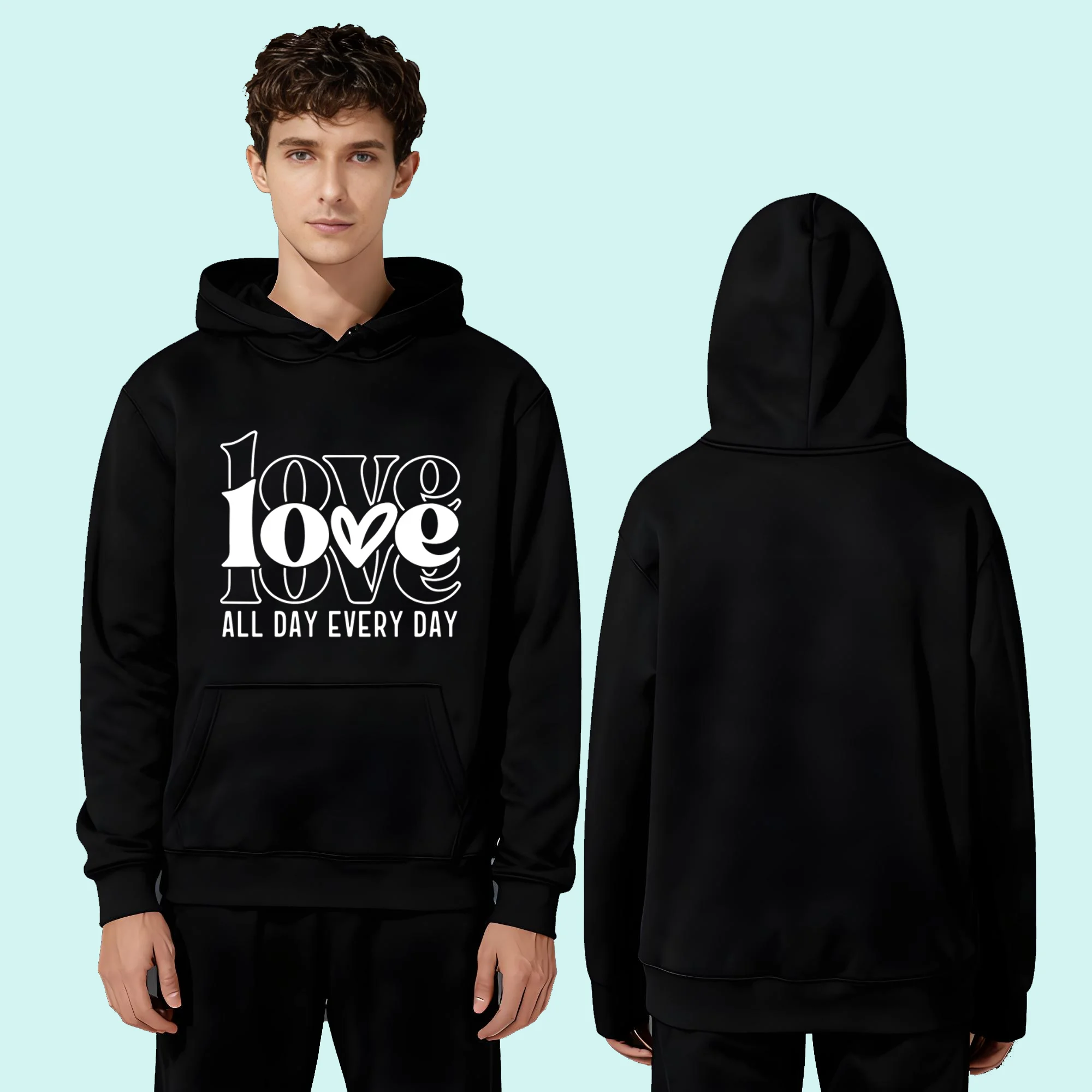 

Прочный пуловер 330G для мужчин, так и для женщин, повседневный и удобный, 2025 года, с модным принтом «любовь» с буквенным принтом.