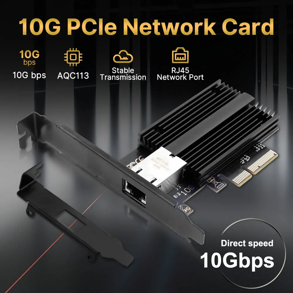 10Gbps Pcie to RJ45 Marvell AQC113C Network Card 10Gbps/5Gbps/2.5Gbps/1Gbps Gigabit Ethernet RJ45 Port NIC Card For Desktop PC