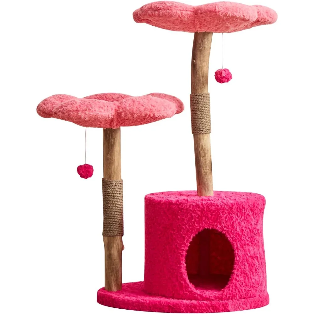 

Modern Real Branch Cat Tree Tower: Luxury Wooden Condo for Large Cats – Scratching Tree for Cat Lovers