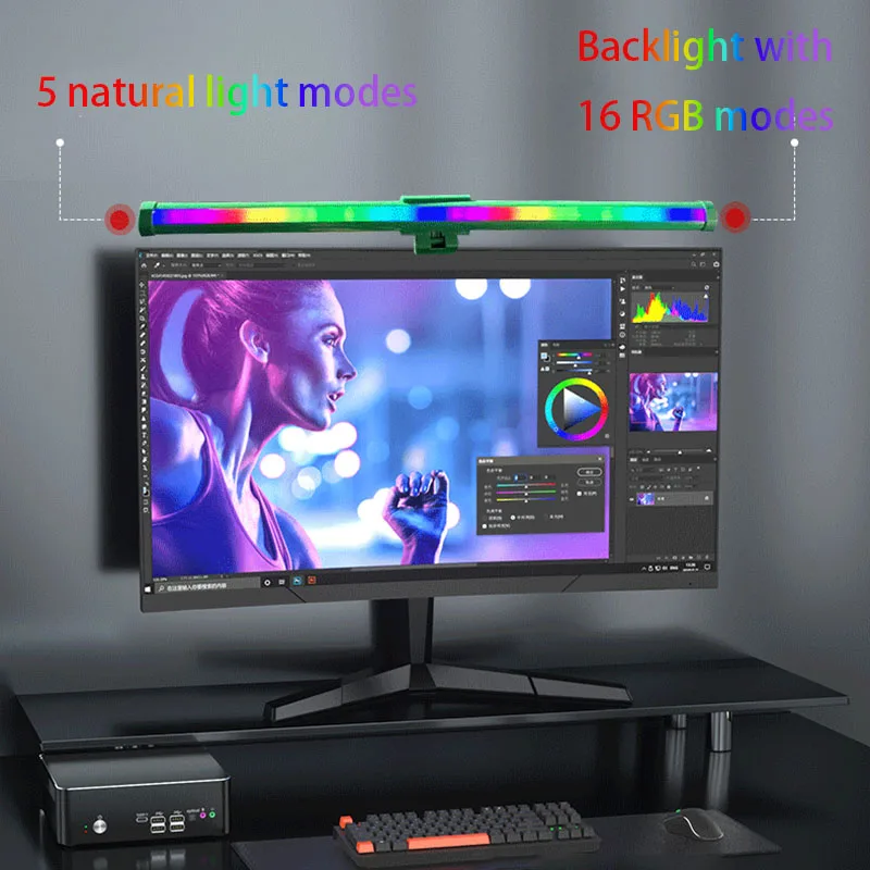 RGB PC Monitor Screen Light Bar Strip LED Lighting Bar Work Game Learning Reading Dimming Table Light Strip RGB Atmosphere Lamp