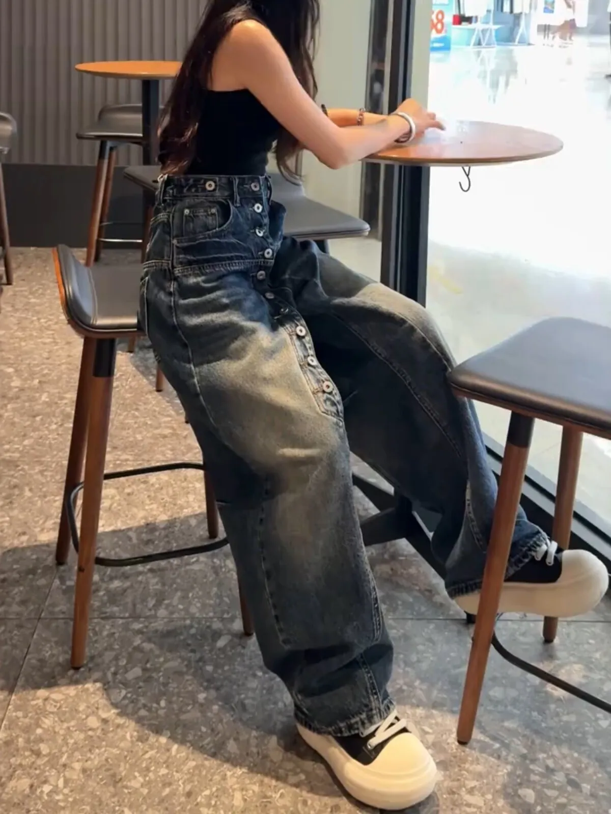 Fall 2026 plus Size Women's Wide Leg Jeans High Waist Casual Style Embroidered Denim Blue Loose Fit Pear Shape Body Type