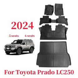 3D Floor Mats Trunk Pad For Toyota Prado LC250 2024 5seat & 6seat Anti-Slip Waterproof Accessories TPE