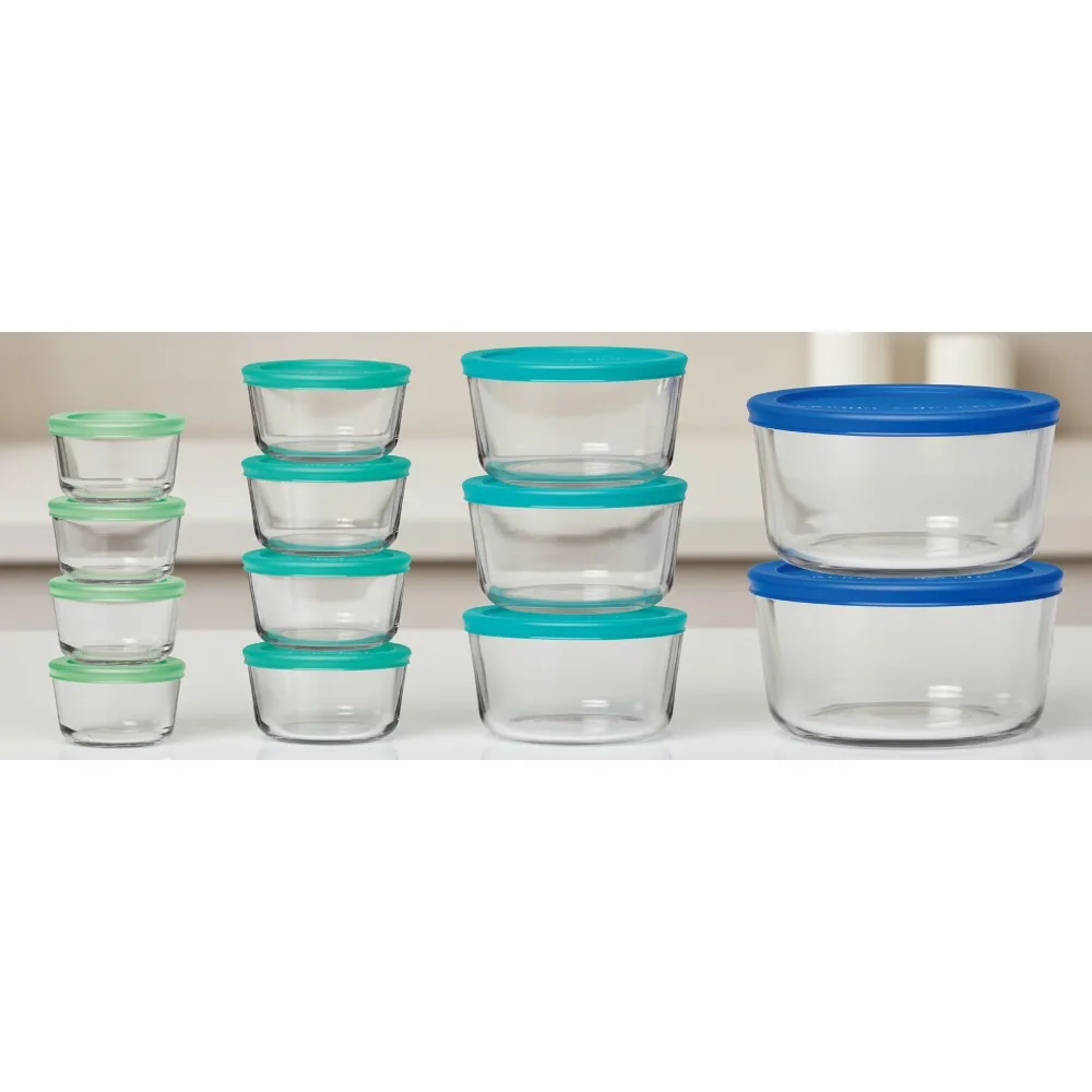 

Набор стеклянных контейнеров для хранения продуктов питания из 26 предметов с герметичными крышками — можно использовать в микроволновой печи и в посудомоечной машине