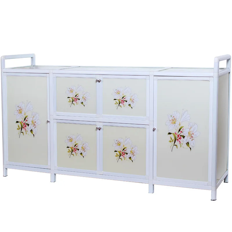 

Шкаф из алюминиевого сплава, простой многофункциональный кухонный шкаф, боковой шкаф для хранения из закаленного стекла