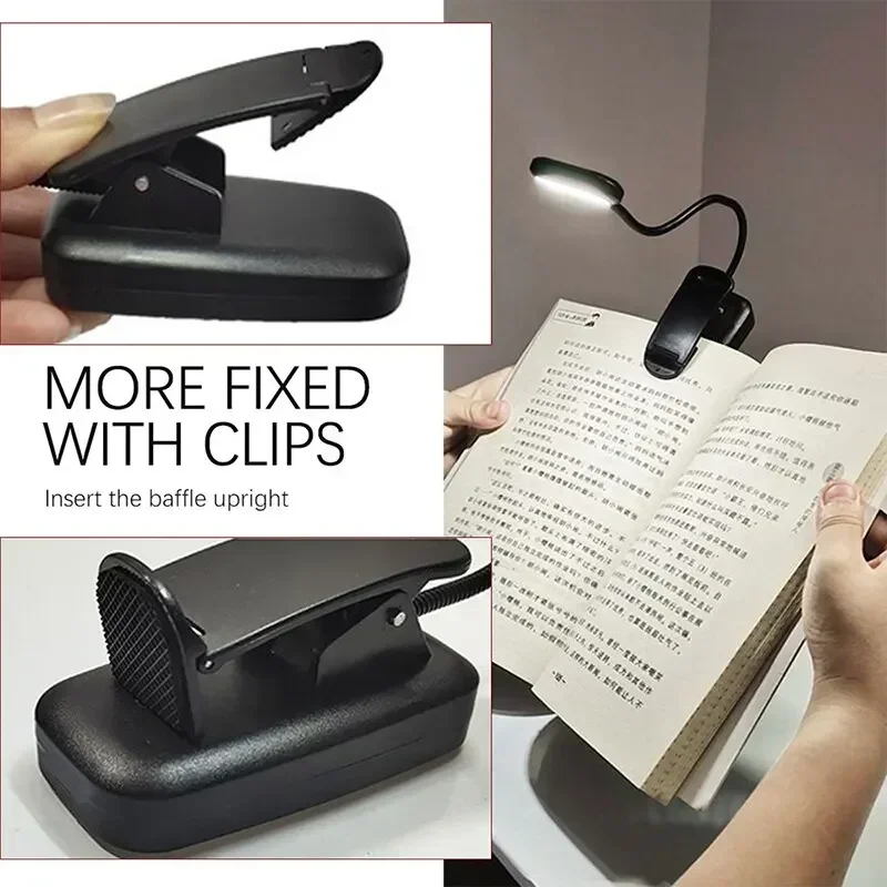 Mini Portable LED Book Light Eye Protection Reading Light Flexible Clip-On Desk Lamp Battery Powered Bedroom Study Night Light