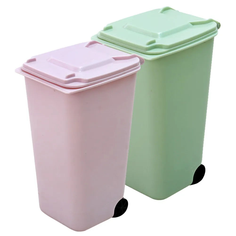 

2Pcs Mini Desktop Trash Bin Pen Cup Small Garbage Can for Bedroom Office Kitchen Car Pink Compact Trash Container