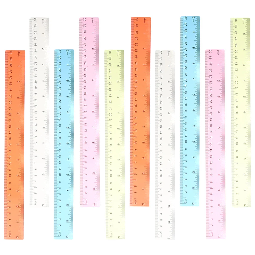 

10Pcs Colorful Rulers Multi-Function Measuring Rulers for Students Teachers Portable Lightweight Clear Scale Engraved