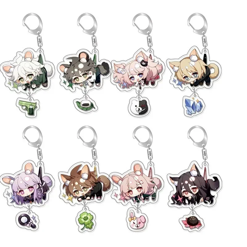 Anime Keychains Danganronpa V1 Hanging Animal Dangan Ronpa Men Accessories Pendant for Cute Bag Acrylic Interlayer key ring Gift