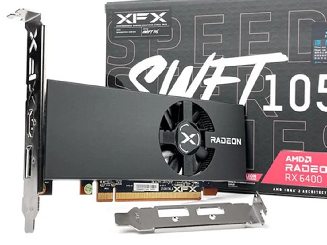 Imagem -02 - Placa Gráfica de Baixo Perfil Xfx Placas Vídeo pc Desktop Amd Computador Matx Atx Htpc Mini Hmdi rx 6400 4gb Radeon Rx6400 Novo