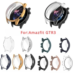 Amazfit Gtr3 pro用の強化ガラススクリーンプロテクター,Amazfit時計用の保護ケース,スマートブレスレット用の完全な保護