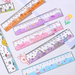 Useful 15cm Cartoon Pattern Ruler Acrylic Cute Transparent Straightedge Drafting Drawing Straight Ruler Math