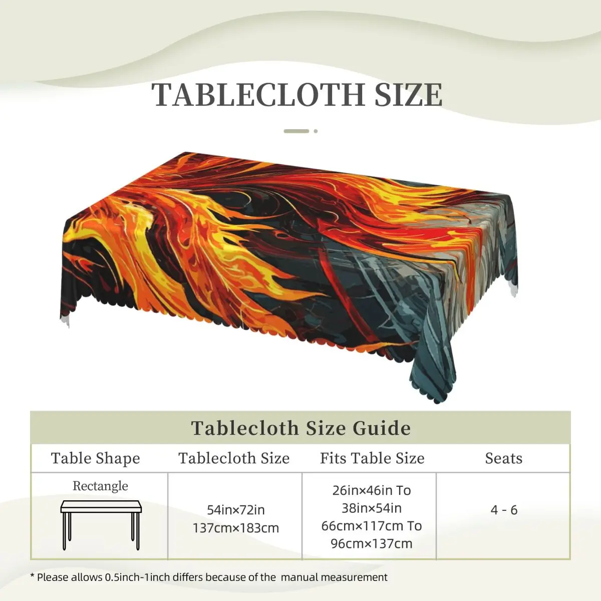 Symphony Abstract Fire Flame Tablecloth Restaurant Kitchen Rectangular Tablecloth Festival Party Tablecloth Dining Table Cover