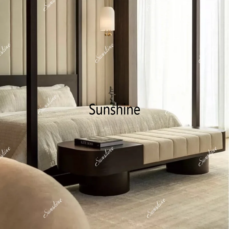 Light luxury bedroom bedside stool, solid wood sofa shoe changing stool